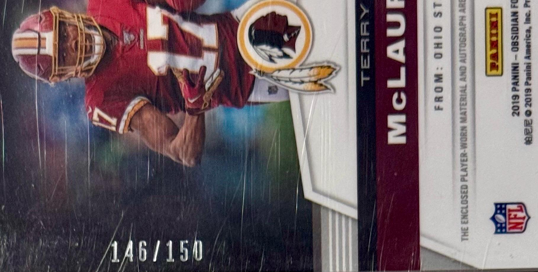 Terry Mclaurin 2019 Obsidian Rookie Dual Patch Auto Electric Etch