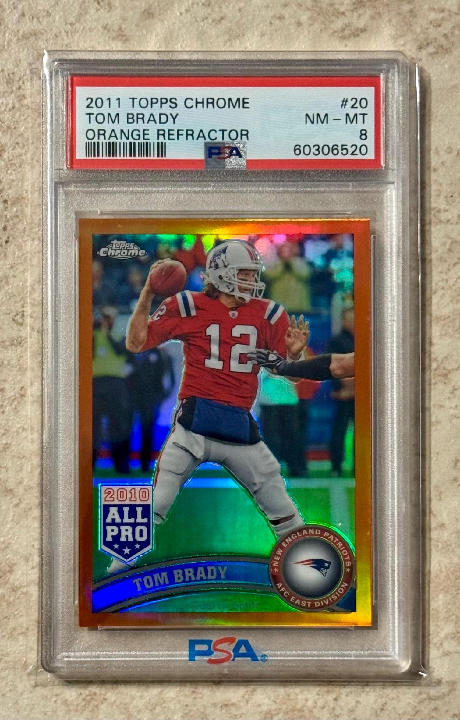 C108 PSA プロモカード ピリカ:パーフェクト・シールドアタック 2011 Topps Chrome - Tom Brady #20 Orange Refractor PSA 8 New