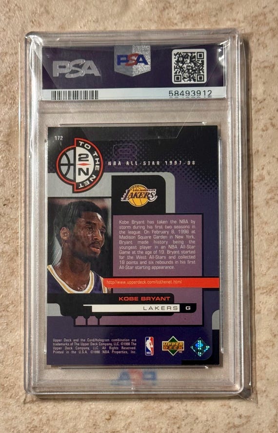 1998 Upper Deck Kobe Bryant #172 Los Angeles Lakers PSA 8 - Etsy