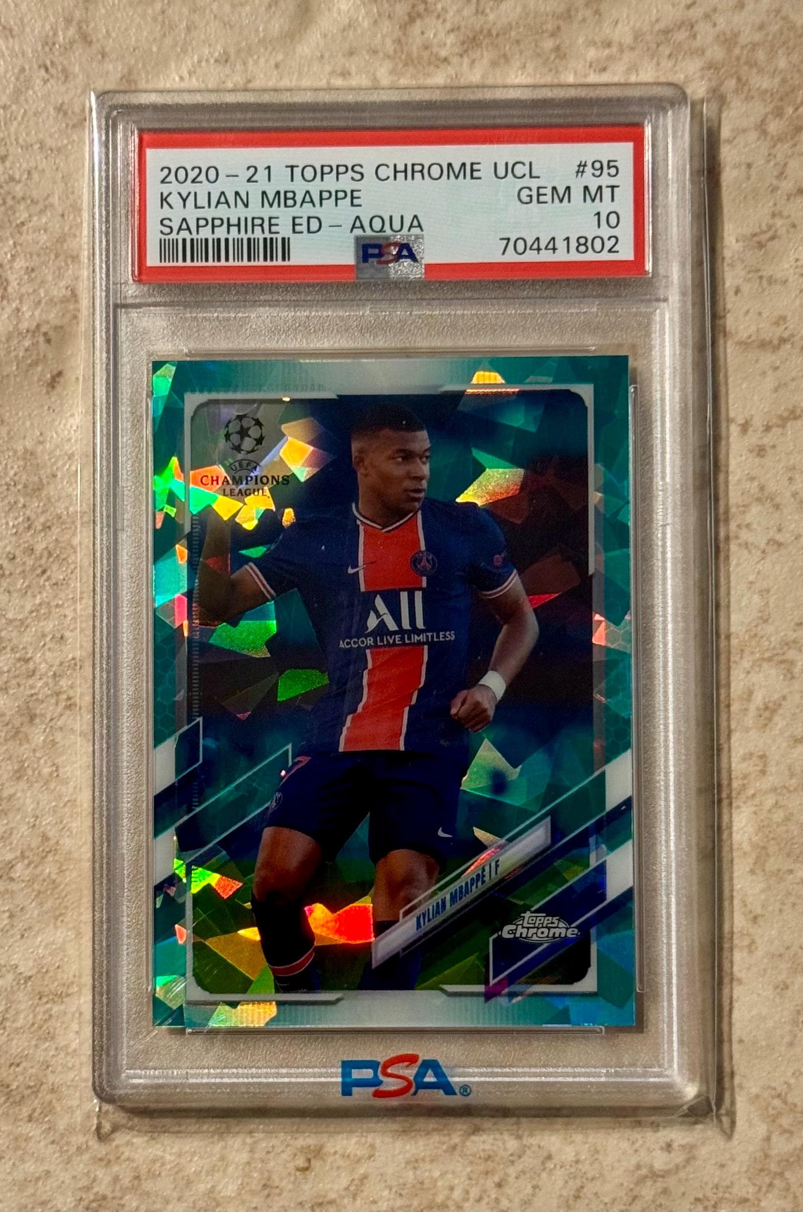 Buy 2020-21 Topps Chrome UCL Kylian Mbappe Sapphire Edition Aqua