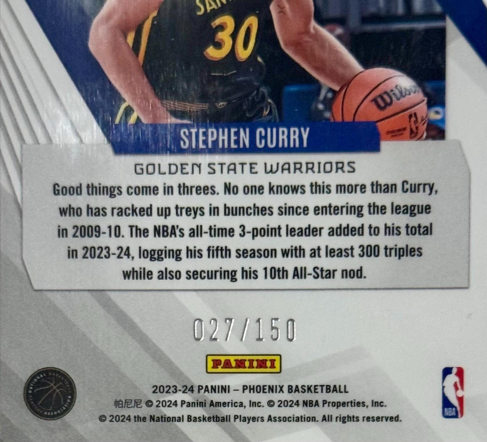 2023 Panini Phoenix STEPHEN CURRY Purple #d/150 #174 PSA 10 Gem 