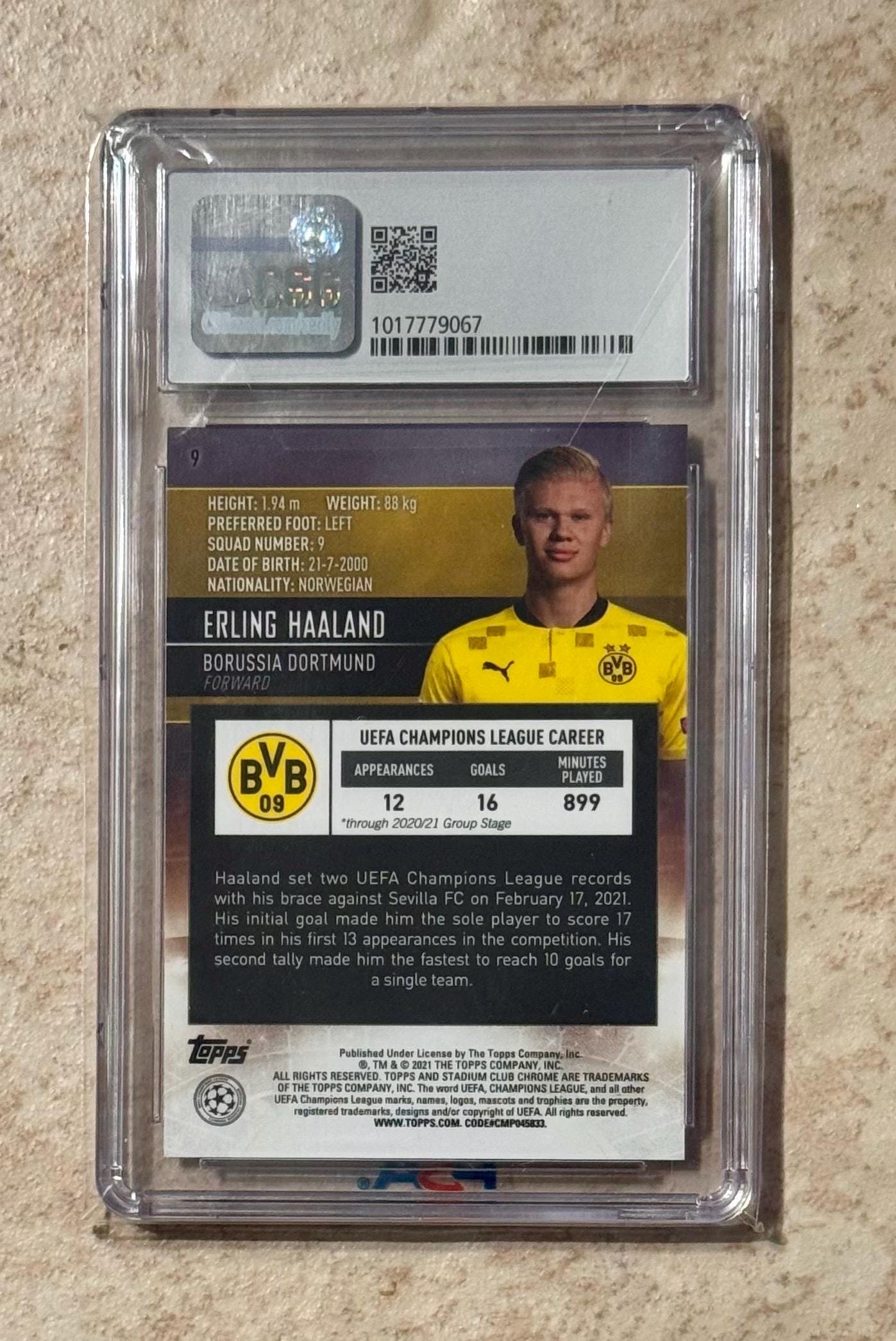 2020-21 Topps Stadium Club Chrome UCL Erling Haaland #9 CSG 9.5