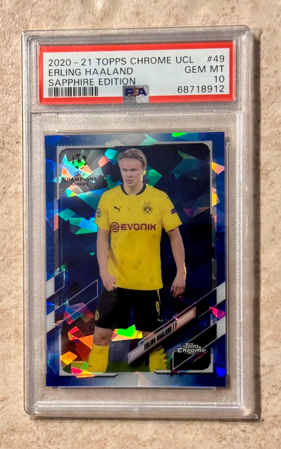 2020-21 Topps Chrome UCL Sapphire #49 Erling Haaland Refractor SP