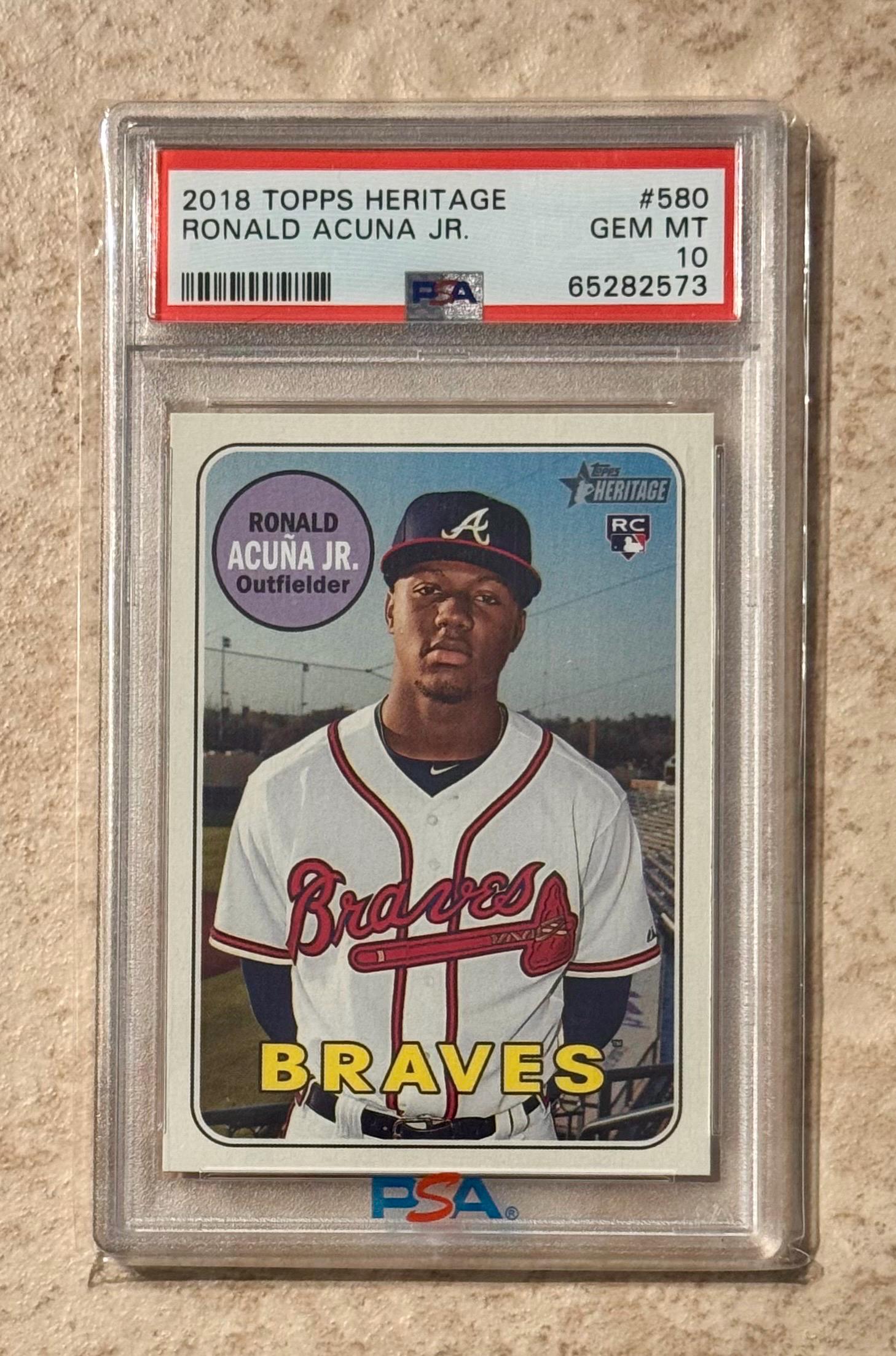 2018 Topps Heritage #580 Ronald Acuna JR. RC Braves PSA 10 Gem 
