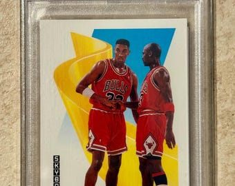 1991 Skybox #462 Michael Jordan Scottie Pippen Bulls HOF PSA 9 Mint