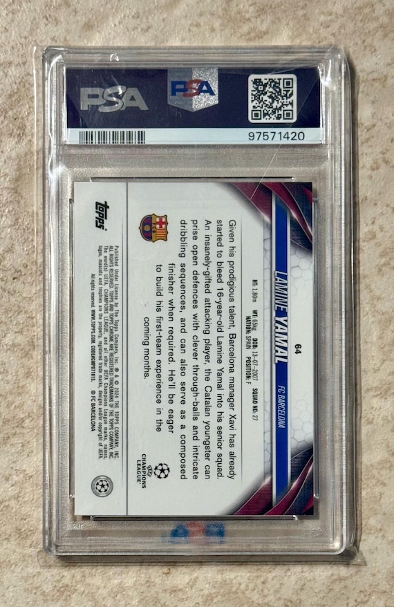 2023-24 Topps Chrome #64 UCC Barcelona Lamine Yamal PSA 9 Mint