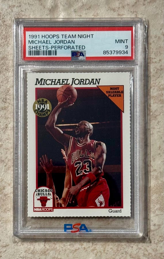 1991 Hoops Team Night Michael Jordan Perforated Sheets PSA 9 Mint