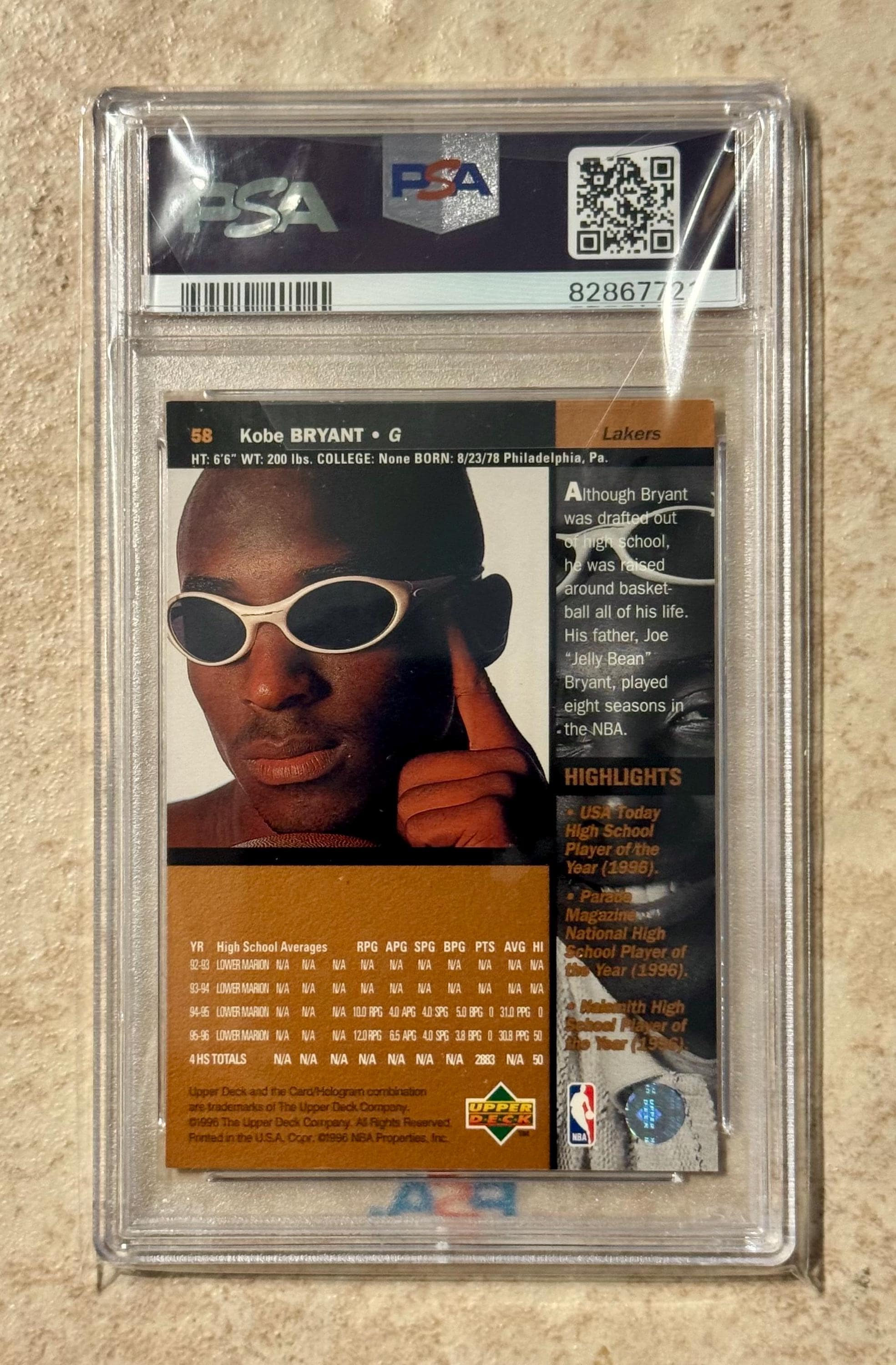 1996 Upper Deck Kobe Bryant #58 Rookie RC PSA 8 - Etsy