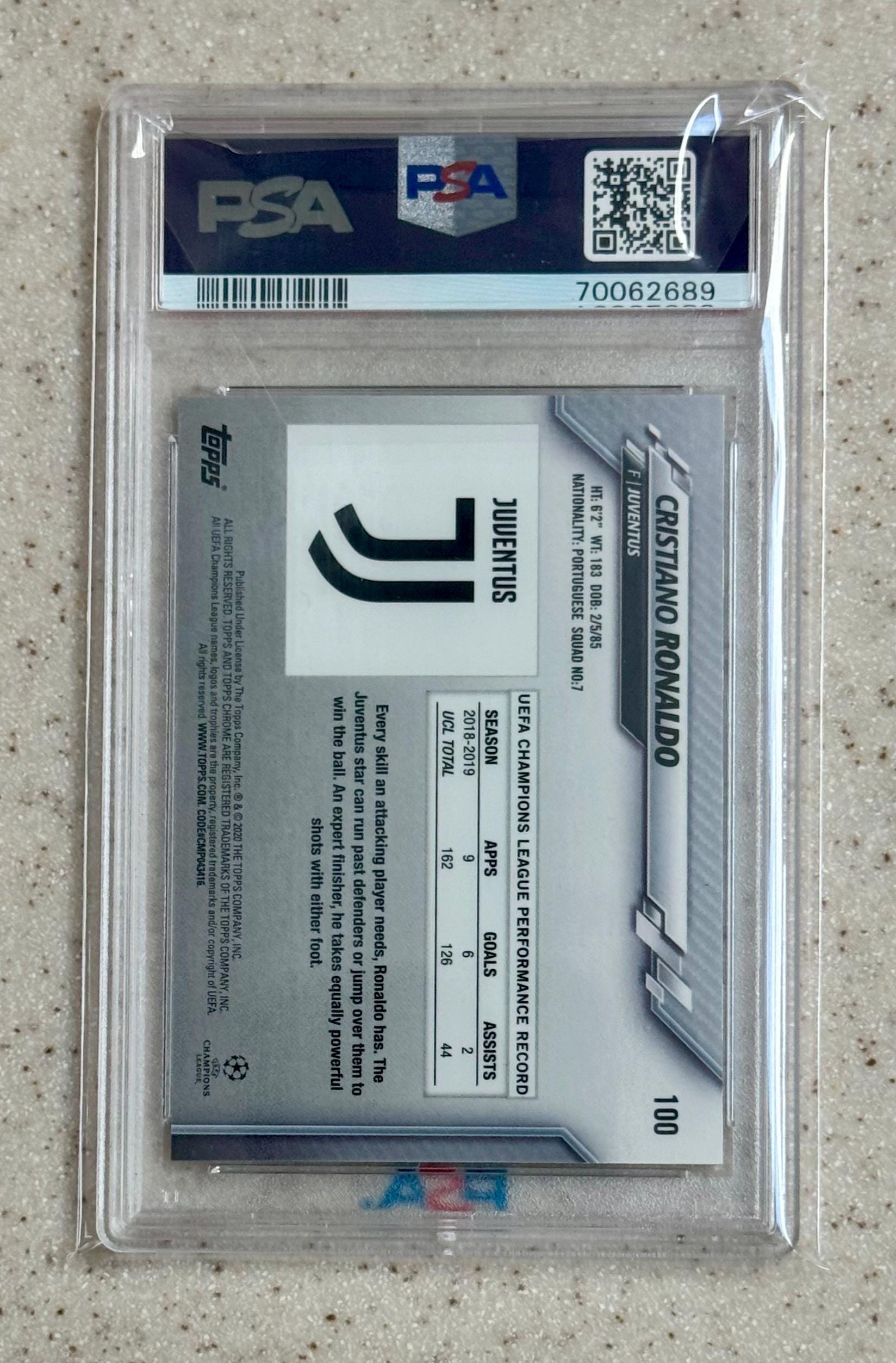 2019 Topps Chrome UEFA UCL Sapphire - Cristiano Ronaldo #100 PSA