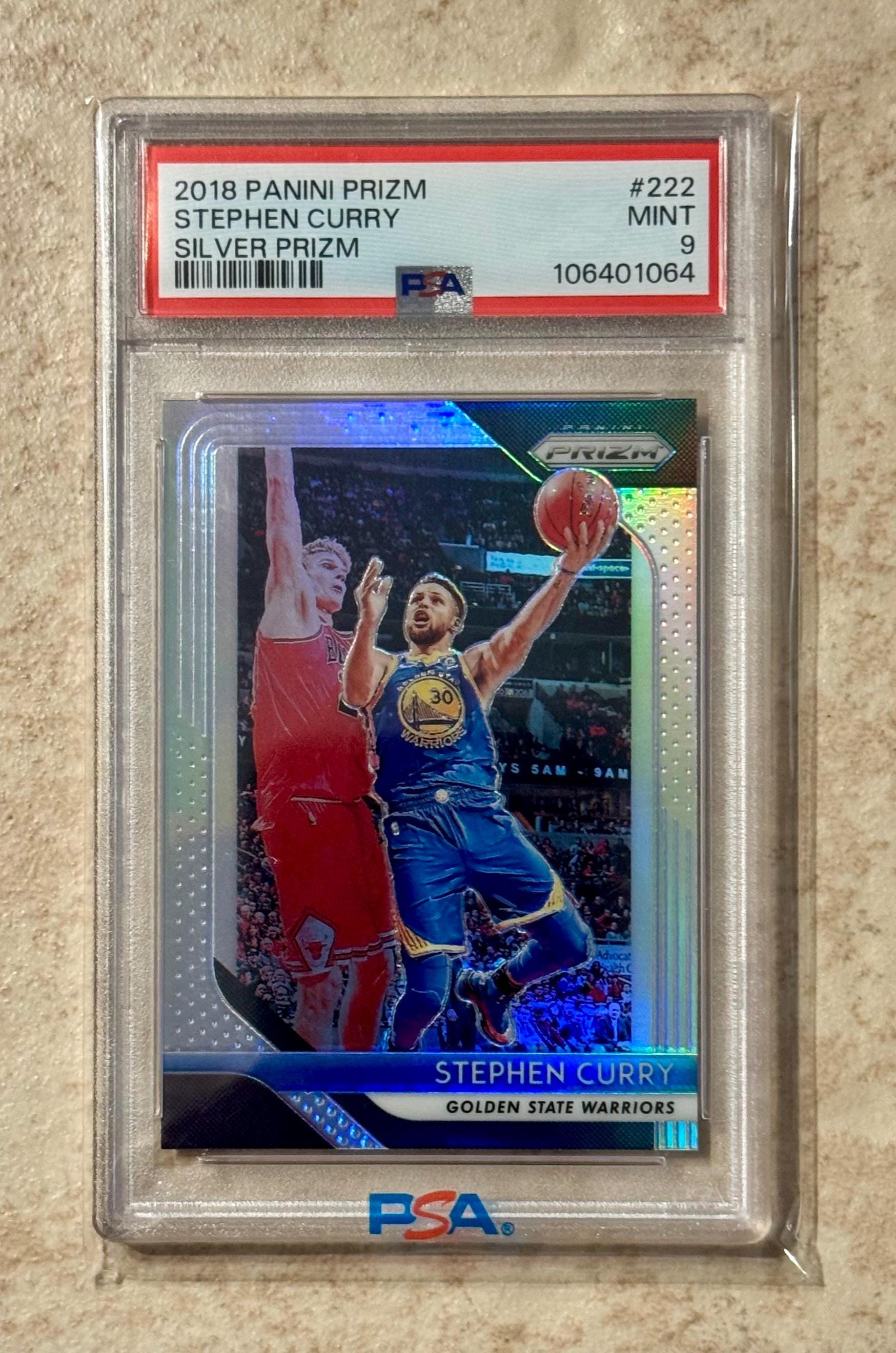 Stephen Curry カリー Silver Prizm Stephen Curry 2018 Panini Prizm Silver #222 PSA 9 Mint Golden
