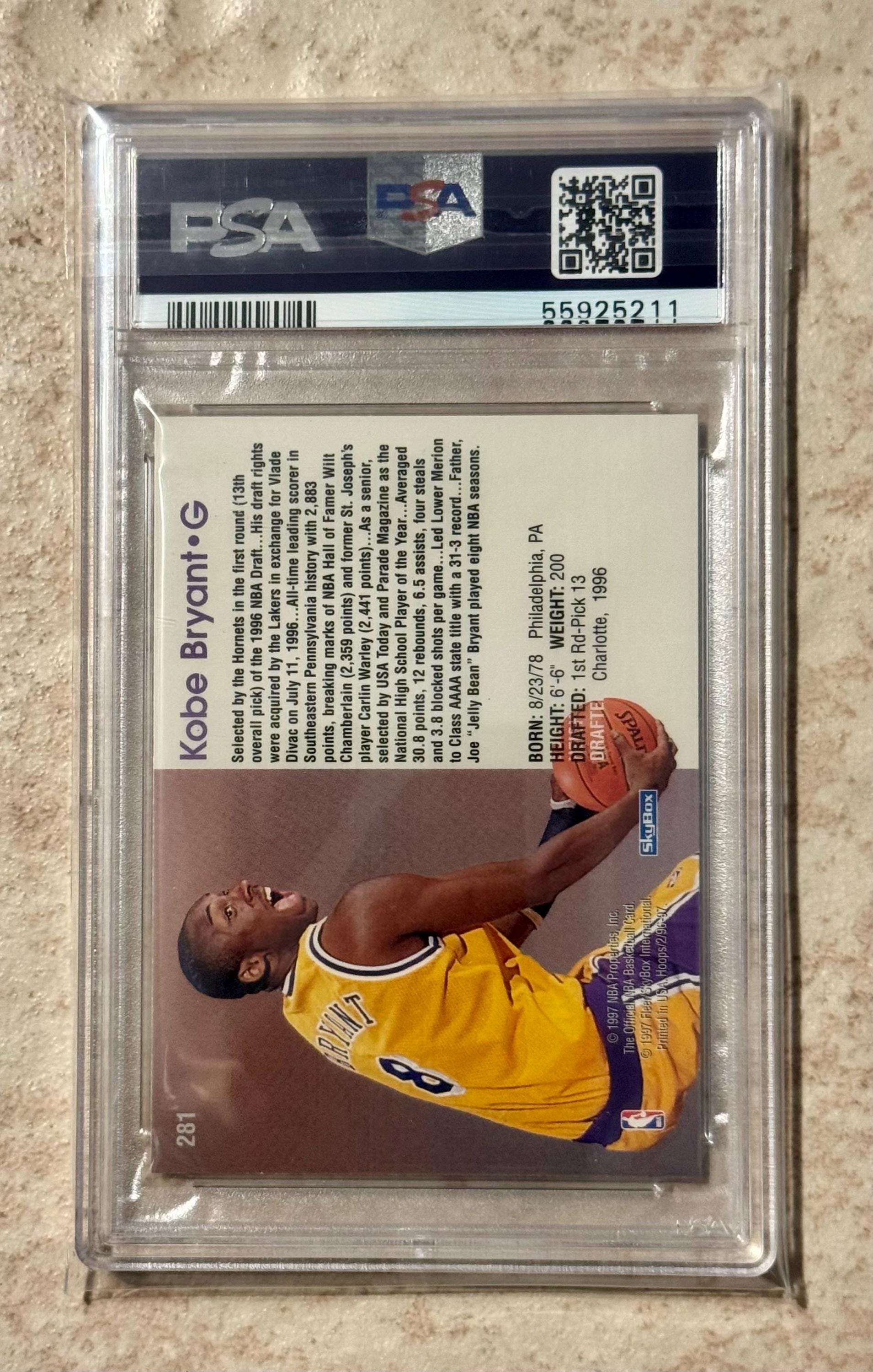 1996-97 Hoops Kobe Bryant Rookie RC #281 Lakers PSA 9 Mint - Etsy