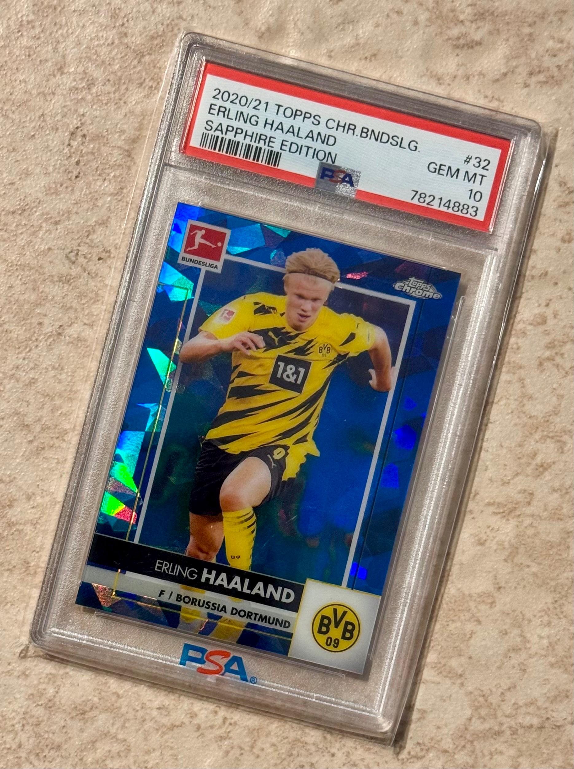 2020-21 Topps Chrome Bundesliga Sapphire ERLING HAALAND #32 PSA 10