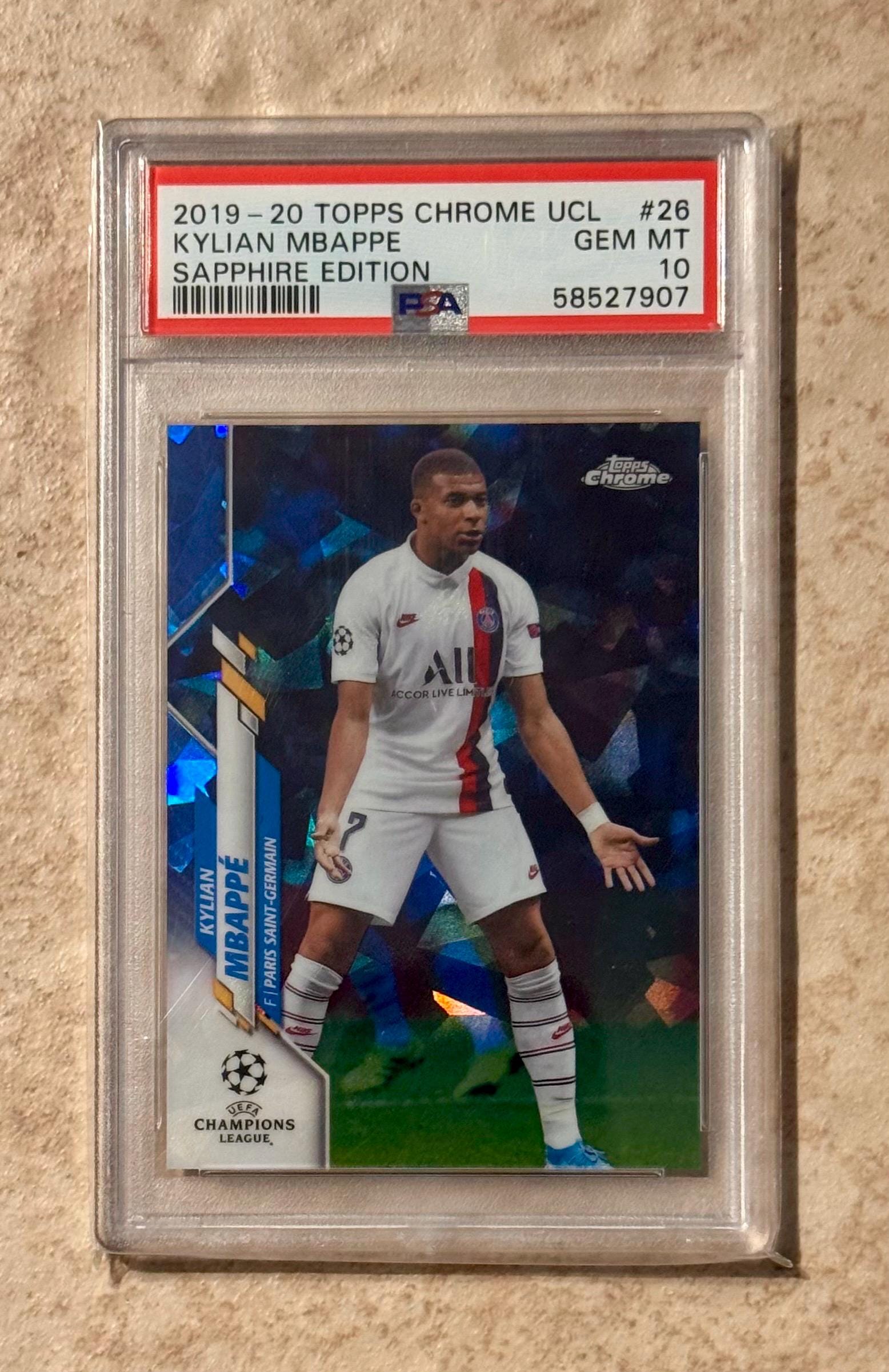 キリアン・エムバペ topps Chrome Kylian Mbappe キリアン・ムバッペ 2019-20 Topps Chrome UEFA サファイア PSA 10