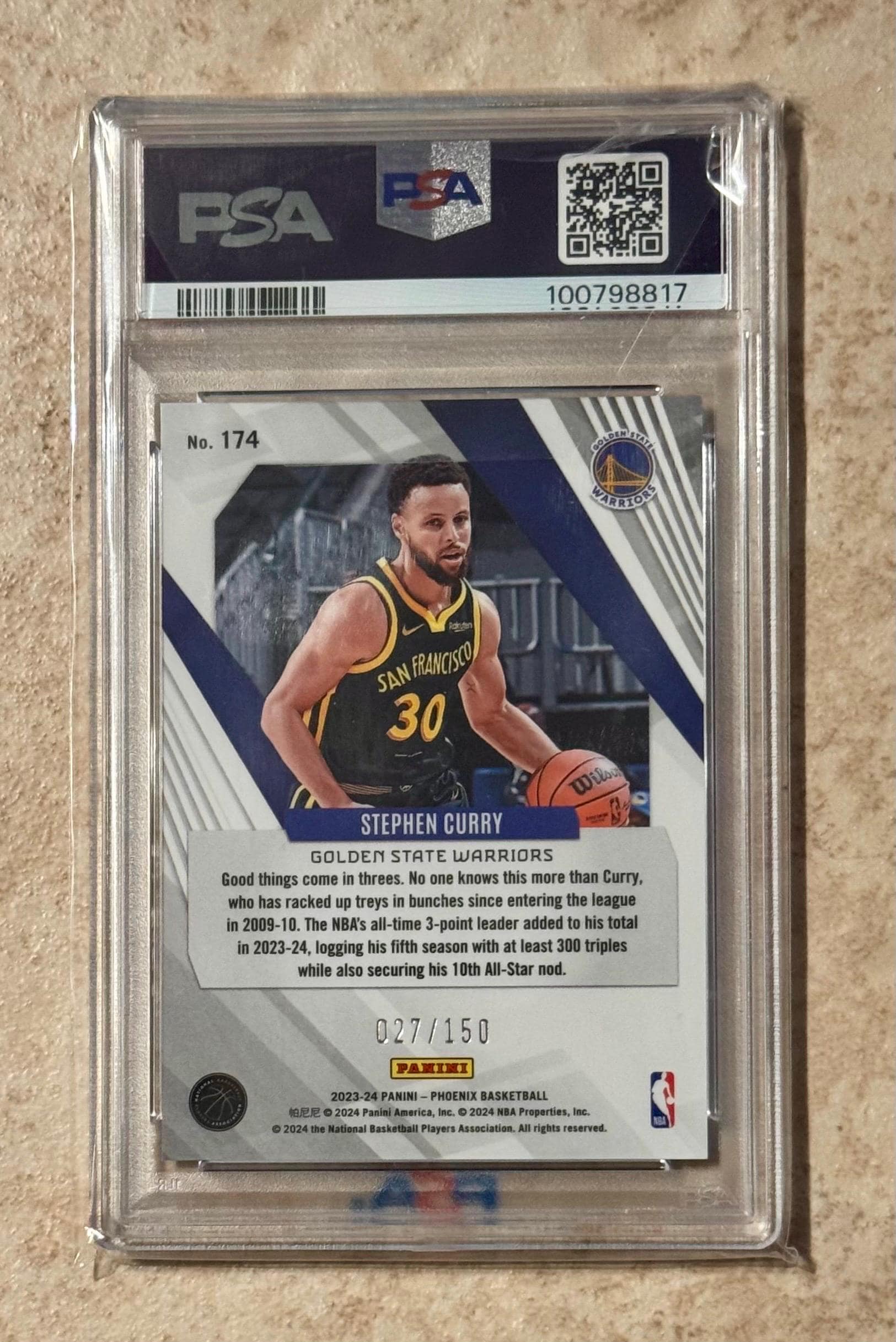 2023 Panini Phoenix STEPHEN CURRY Purple #d/150 #174 PSA 10 Gem