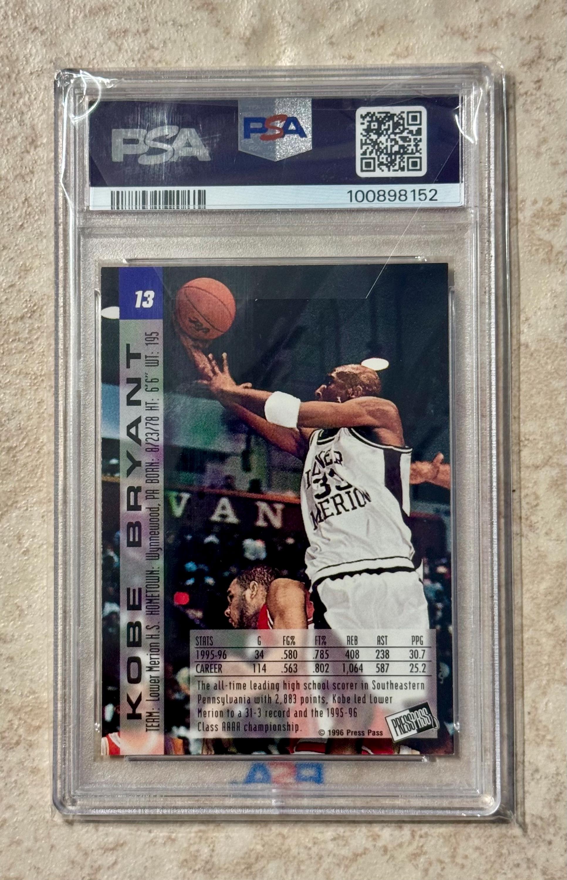 1996 KOBE Bryant Press Pass #13 PSA 8 Rookie RC - Etsy Israel