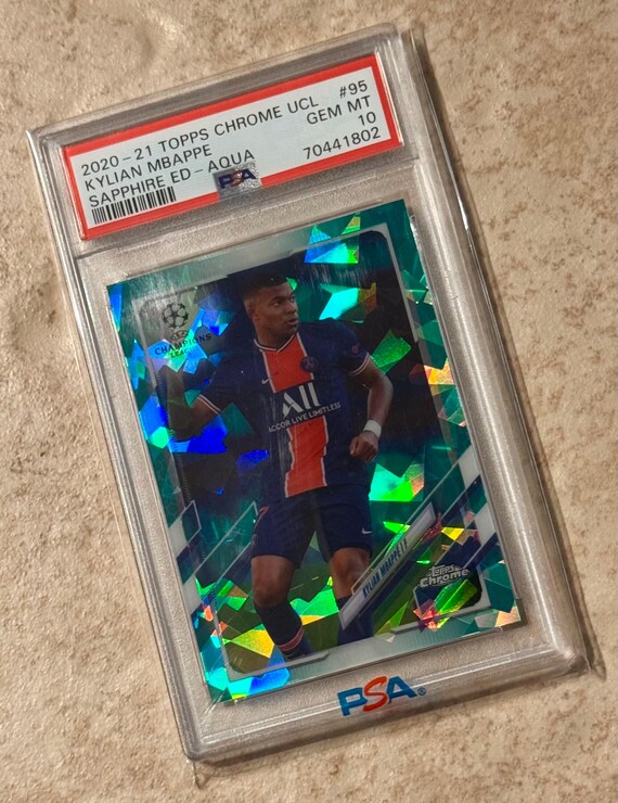 Buy 2020-21 Topps Chrome UCL Kylian Mbappe Sapphire Edition Aqua