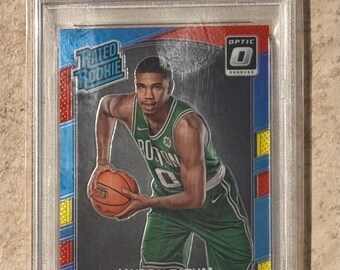 Jayson Tatum 2017 Panini Donruss Optic #3 Cartão de Novato Vermelho/Amarelo PSA 9 Mint