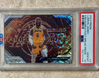 2023 Prizm # LeBron James Fireworks-Fast Break Prizm Lakers PSA 10 Gem Mint