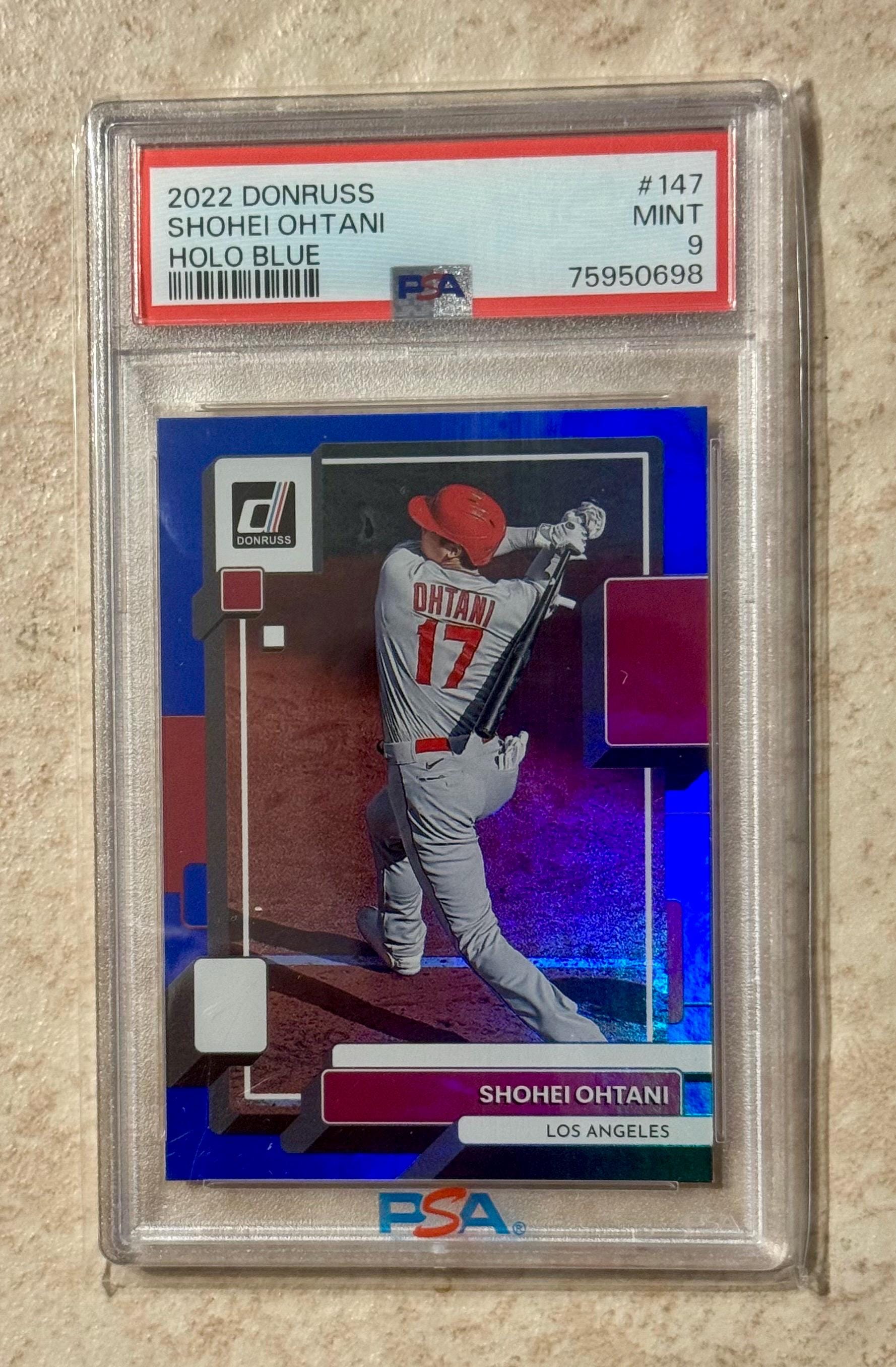 2022 Donruss Optic Shohei Ohtani #147 Holo Blue Prizm PSA 9 Mint