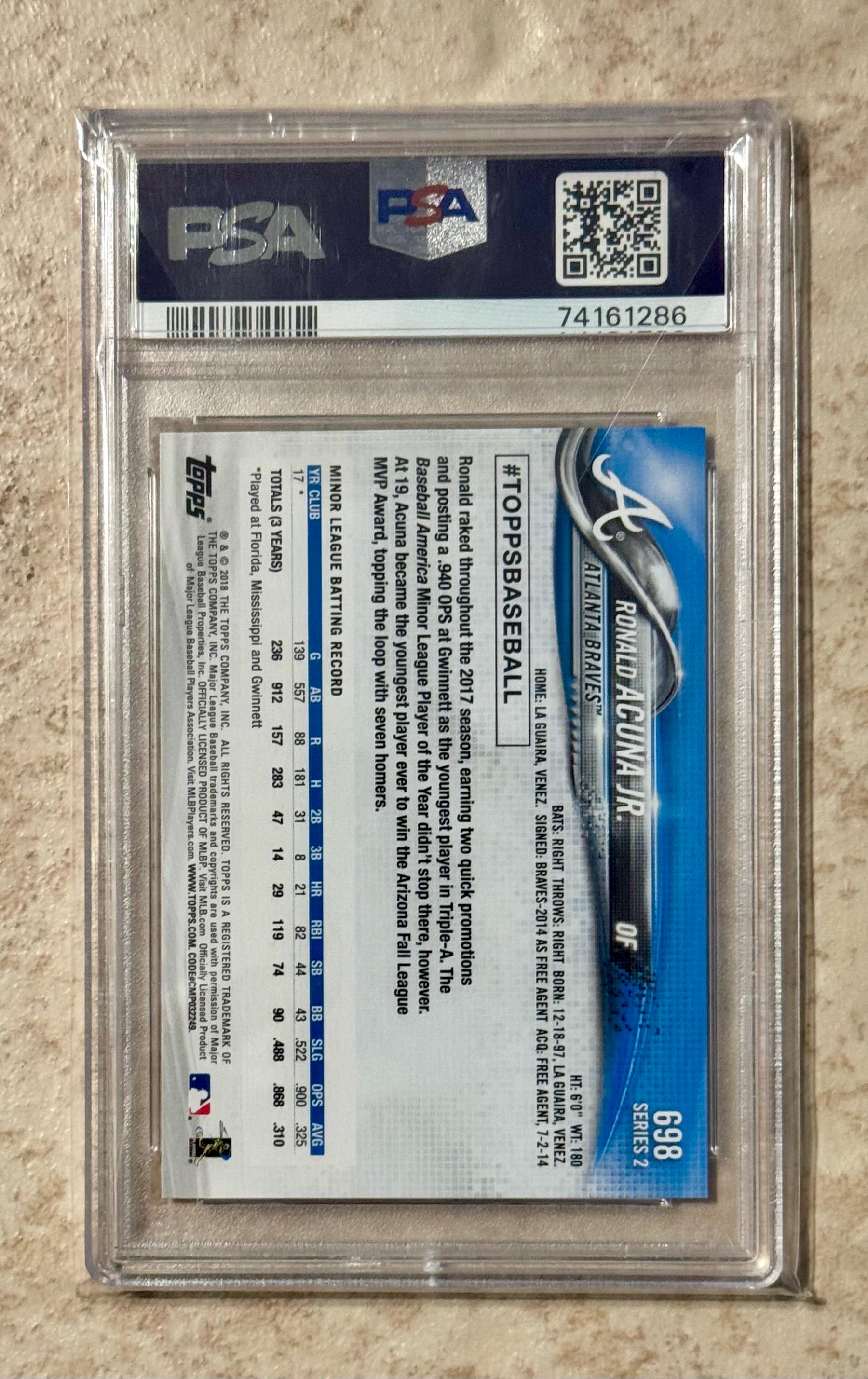 2018 Topps Complete Set Ronald Acuna Jr. RC #698 Rookie Bat Pointing up ...