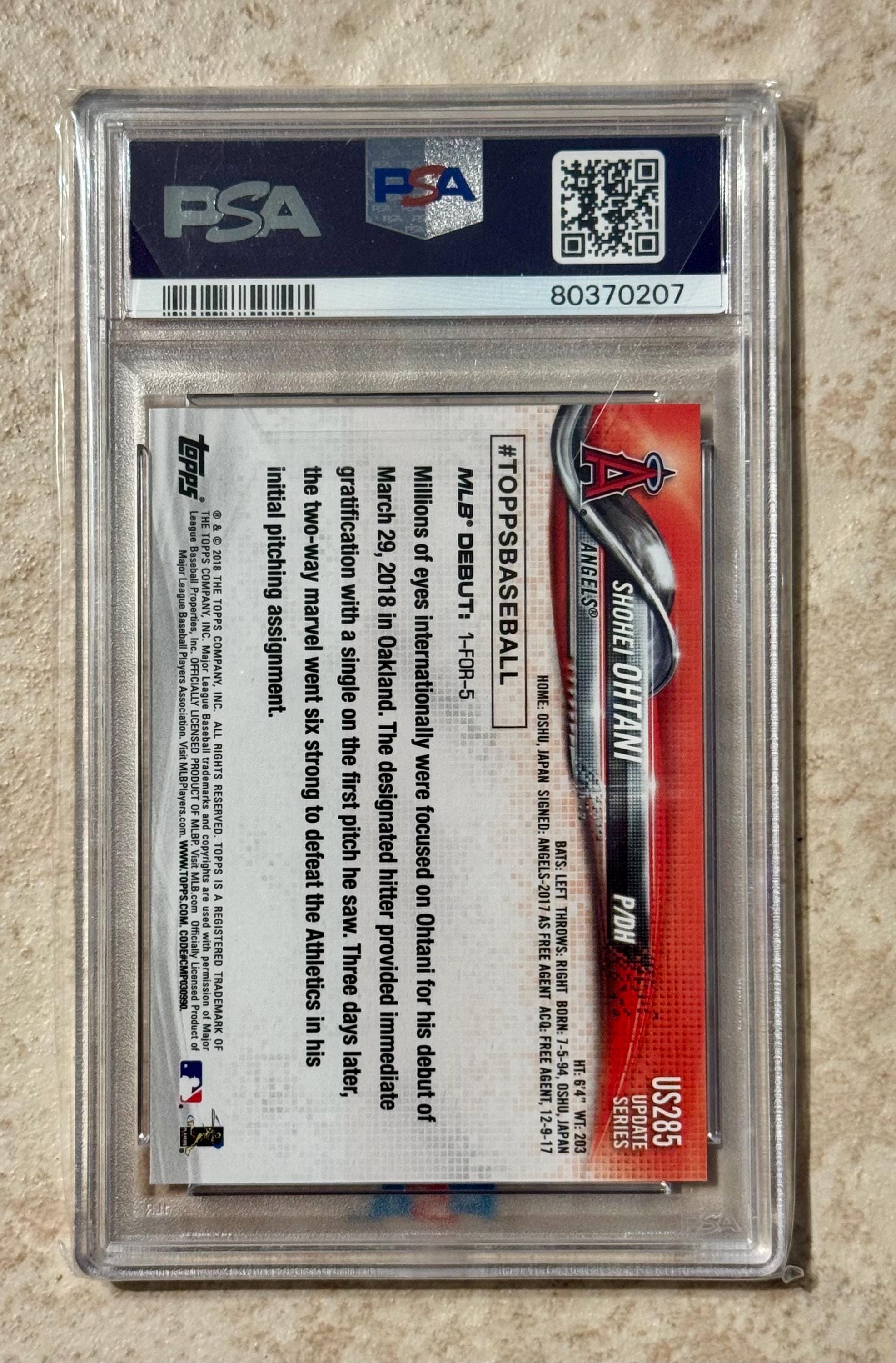2018 Topps Update #US285 Shohei Ohtani PSA 9 Mint - Etsy