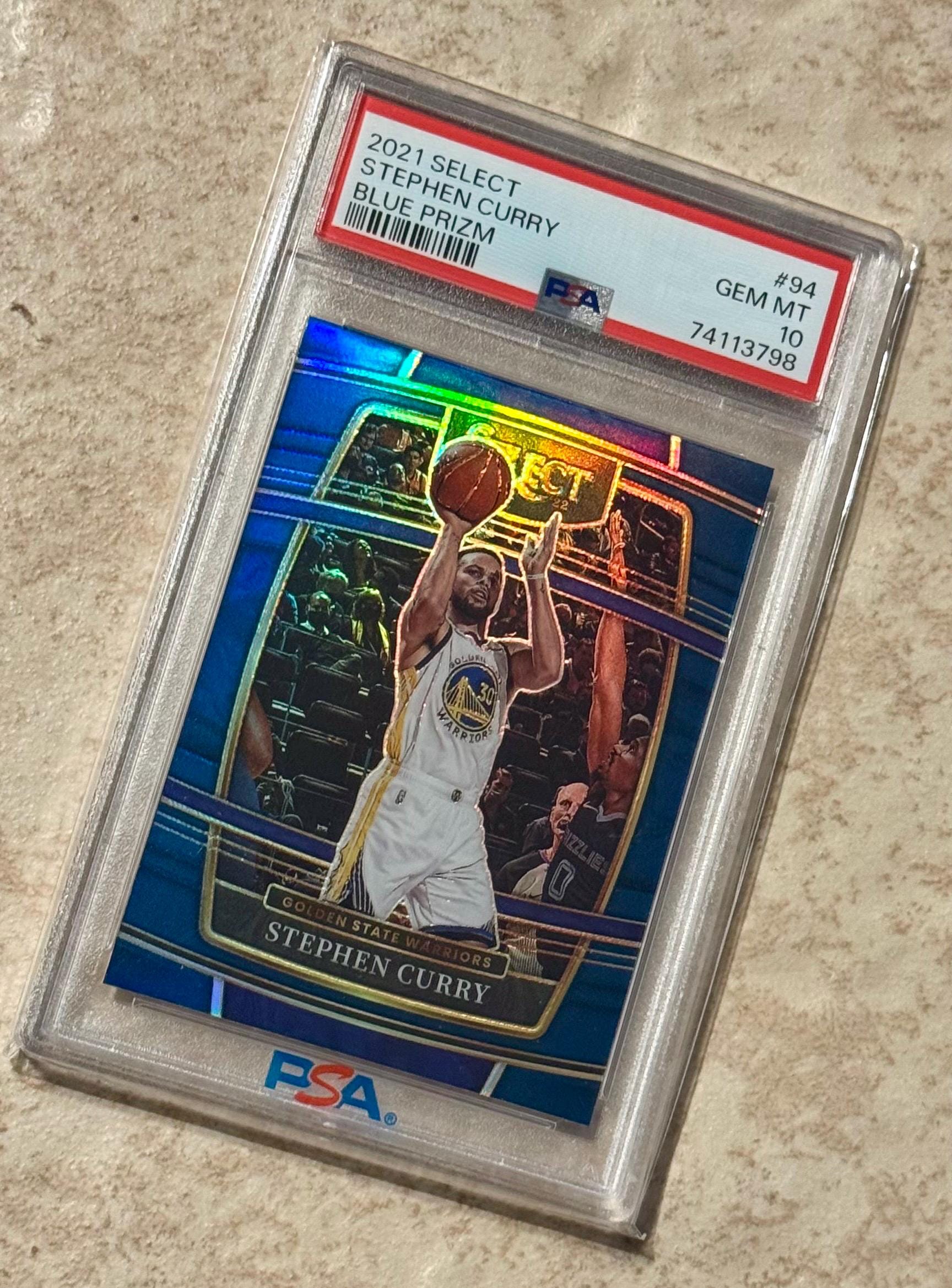 2021 Select Stephen Curry #94 Blue Prizm Warriors PSA 10 Gem Mint