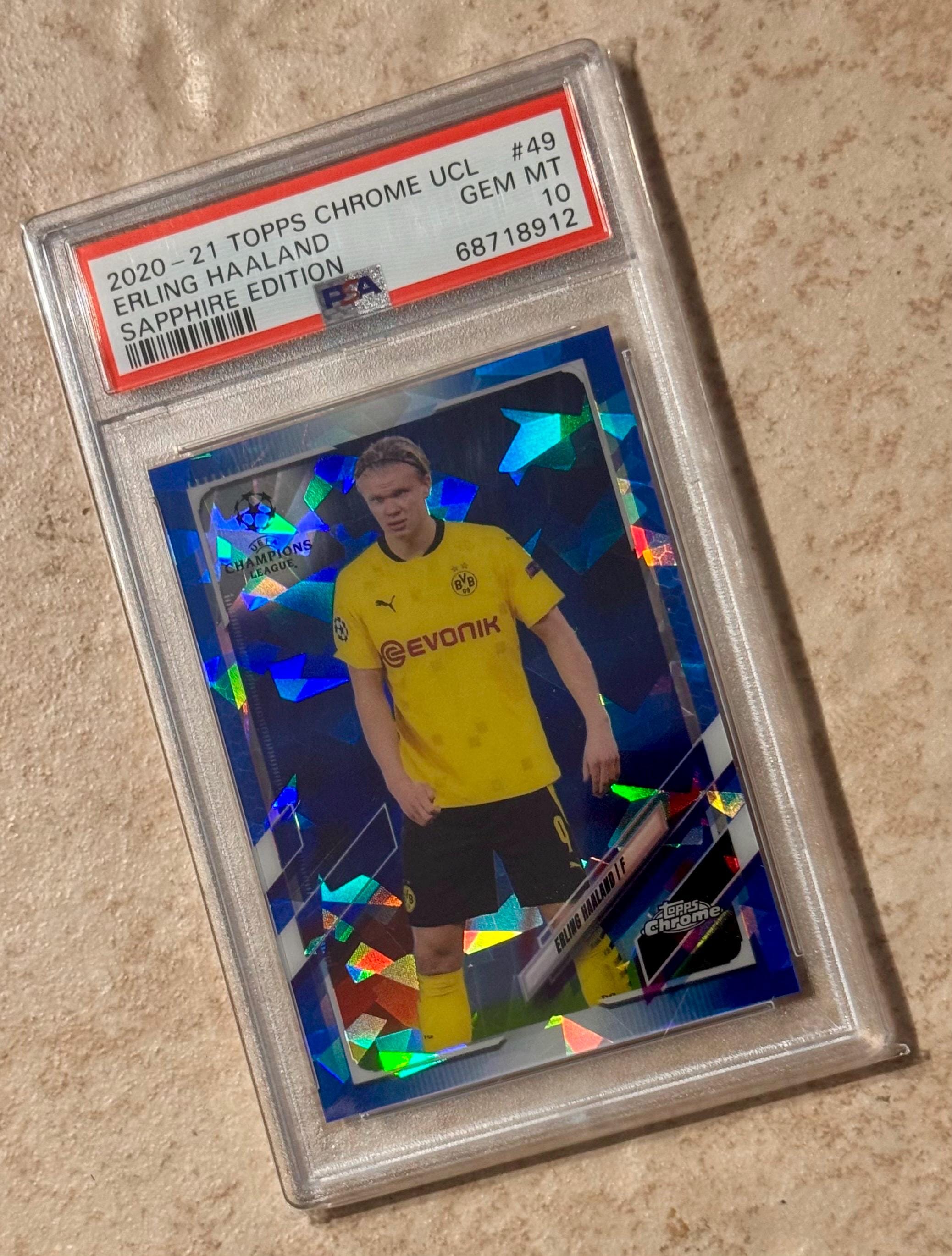 2020-21 Topps Chrome UCL Sapphire #49 Erling Haaland Refractor SP