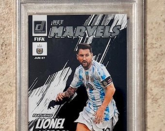 2022 DONRUSS FIFA Lionel Messi Net Marvel’s Silver #2 PSA 8 Argentina