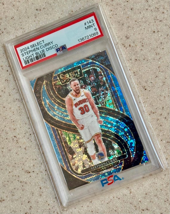 Stephen Curry 2024 Panini Select #143 Light Blue Disco #/99 PSA 9