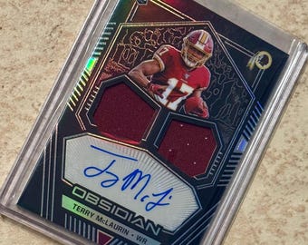 Terry Mclaurin 2019 Obsidian Rookie Dual Patch Auto Electric Etch