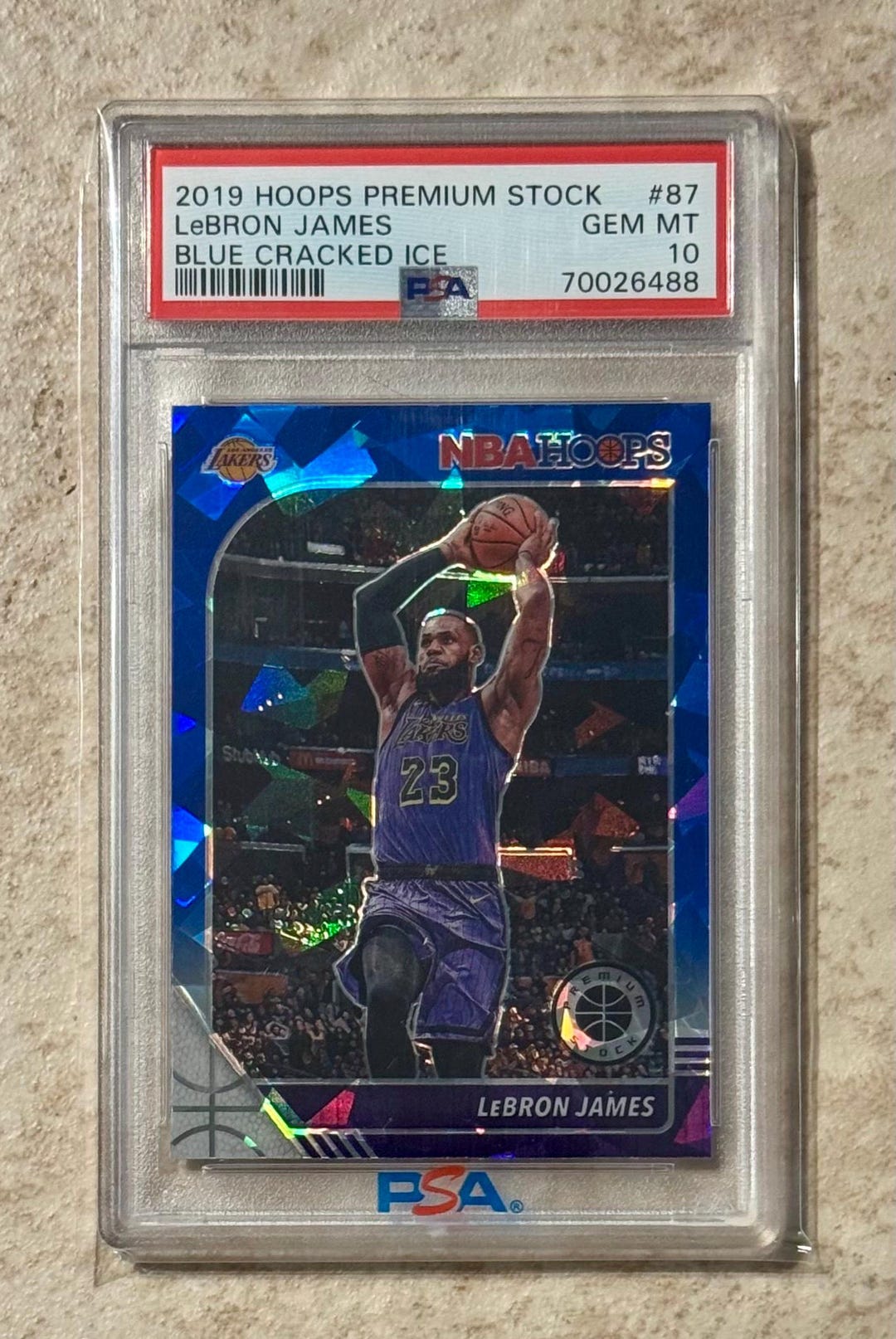 2019 Panini Hoops Premium Stock Lebron James #87 Blue Cracked Ice