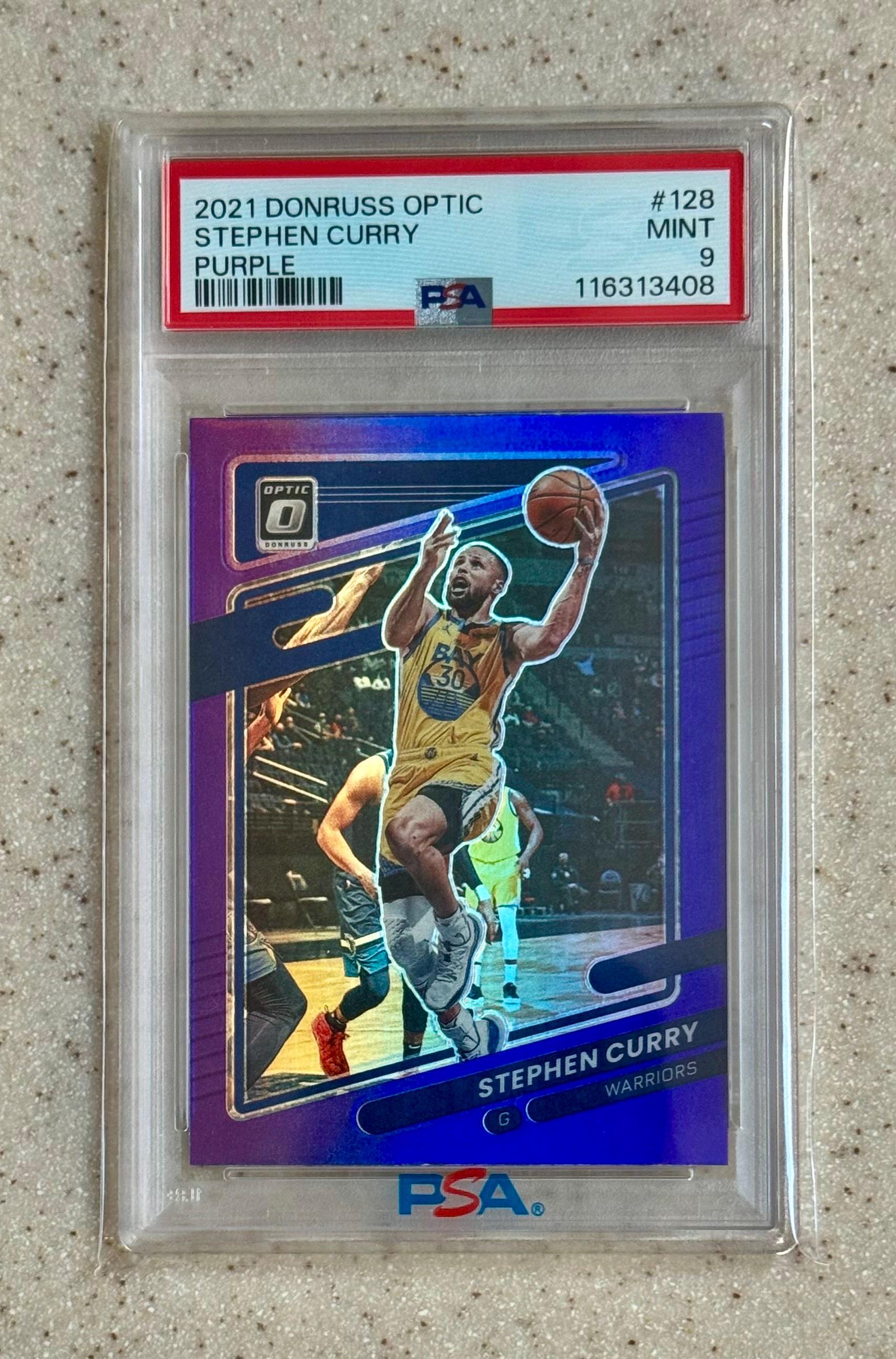 2021 Donruss Optic Stephen Curry Purple #128 PSA 9 Mint Golden 