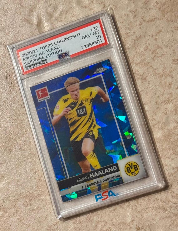 2020 Topps Chrome Bundesliga Sapphire ERLING HAALAND #32 PSA 10