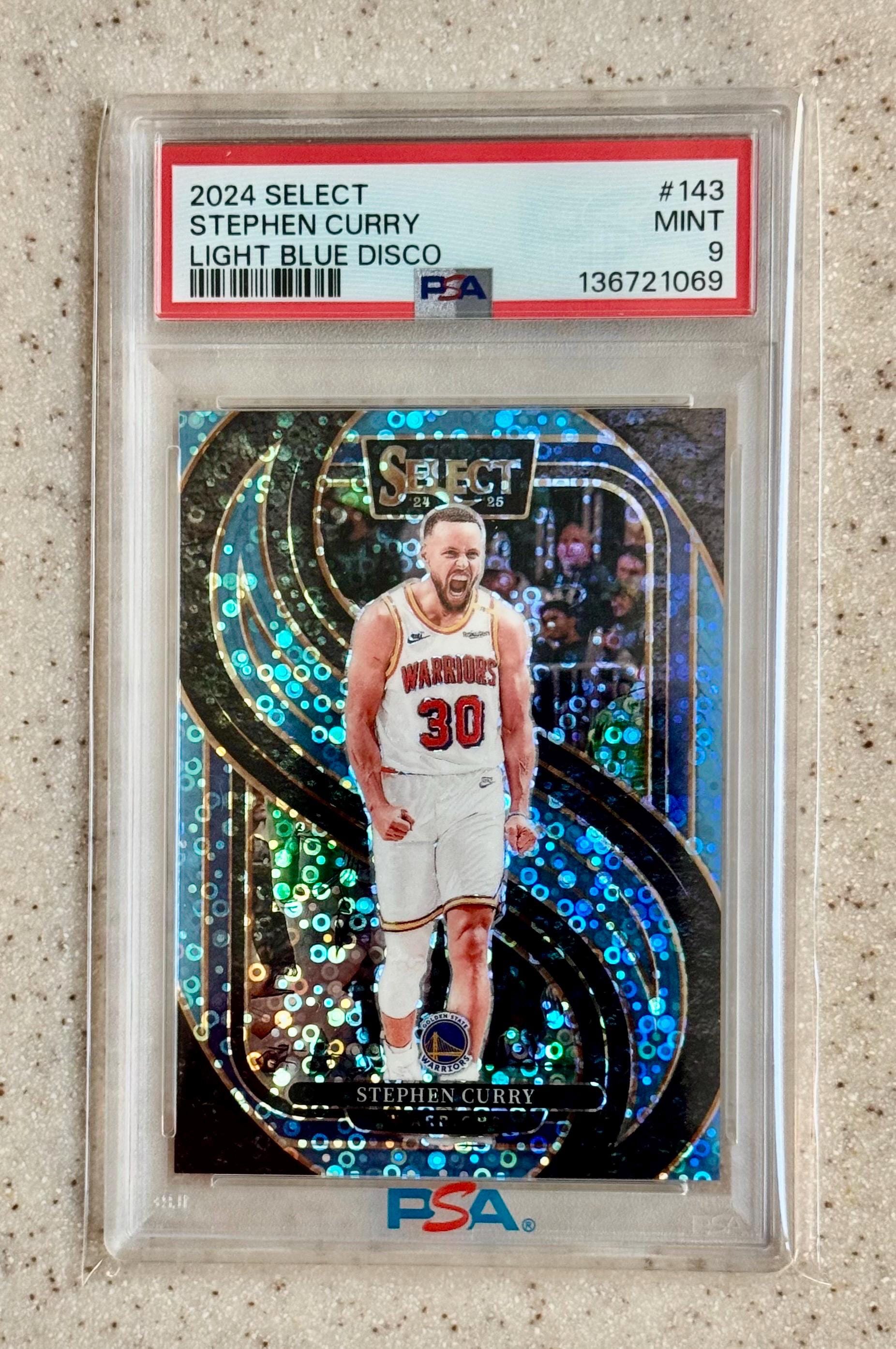 Stephen Curry 2024 Panini Select #143 Light Blue Disco #/99 PSA 9