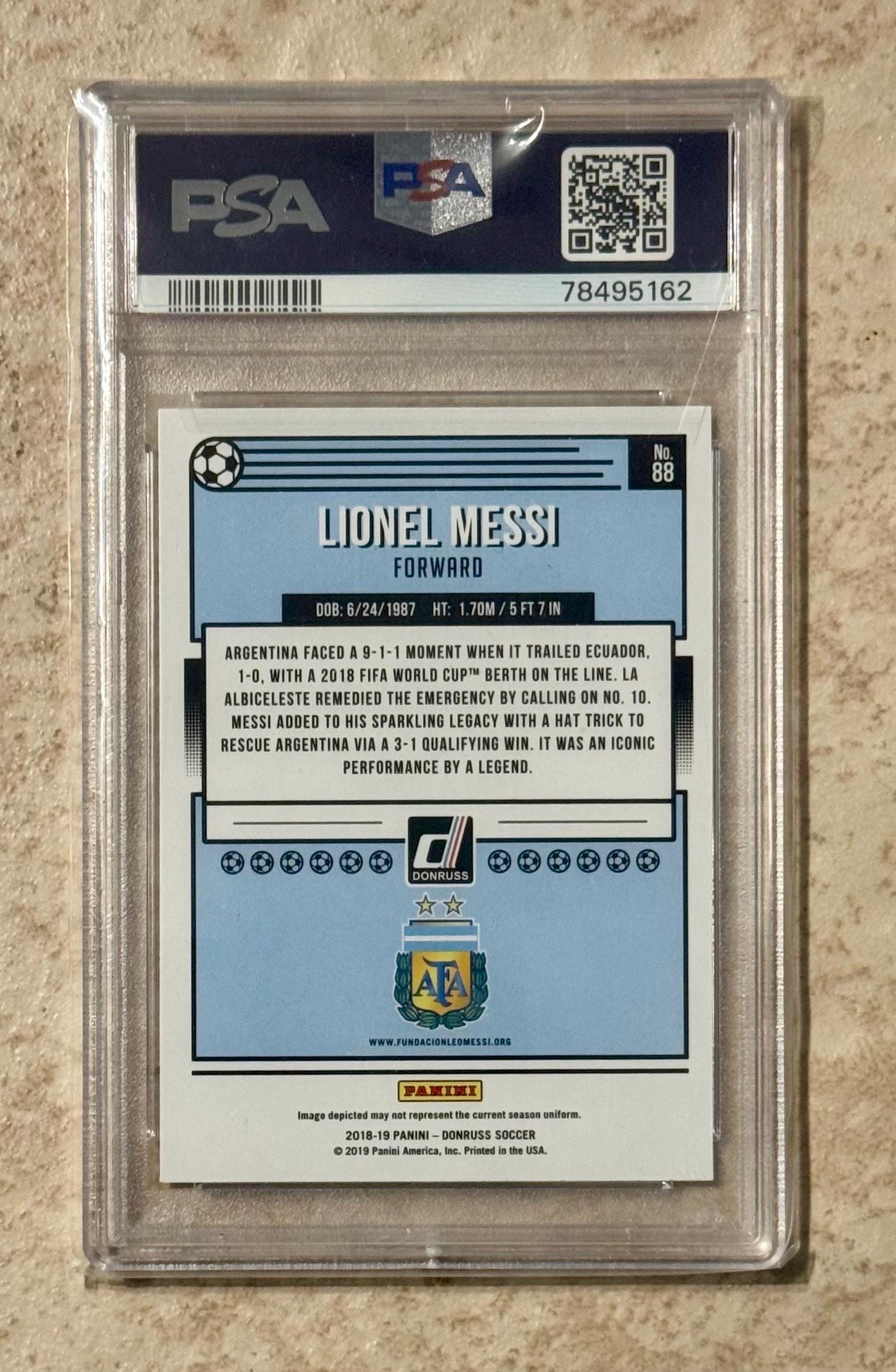 2018 Panini Donruss Lionel Messi PSA 9 Mint #88 Argentina Legend 