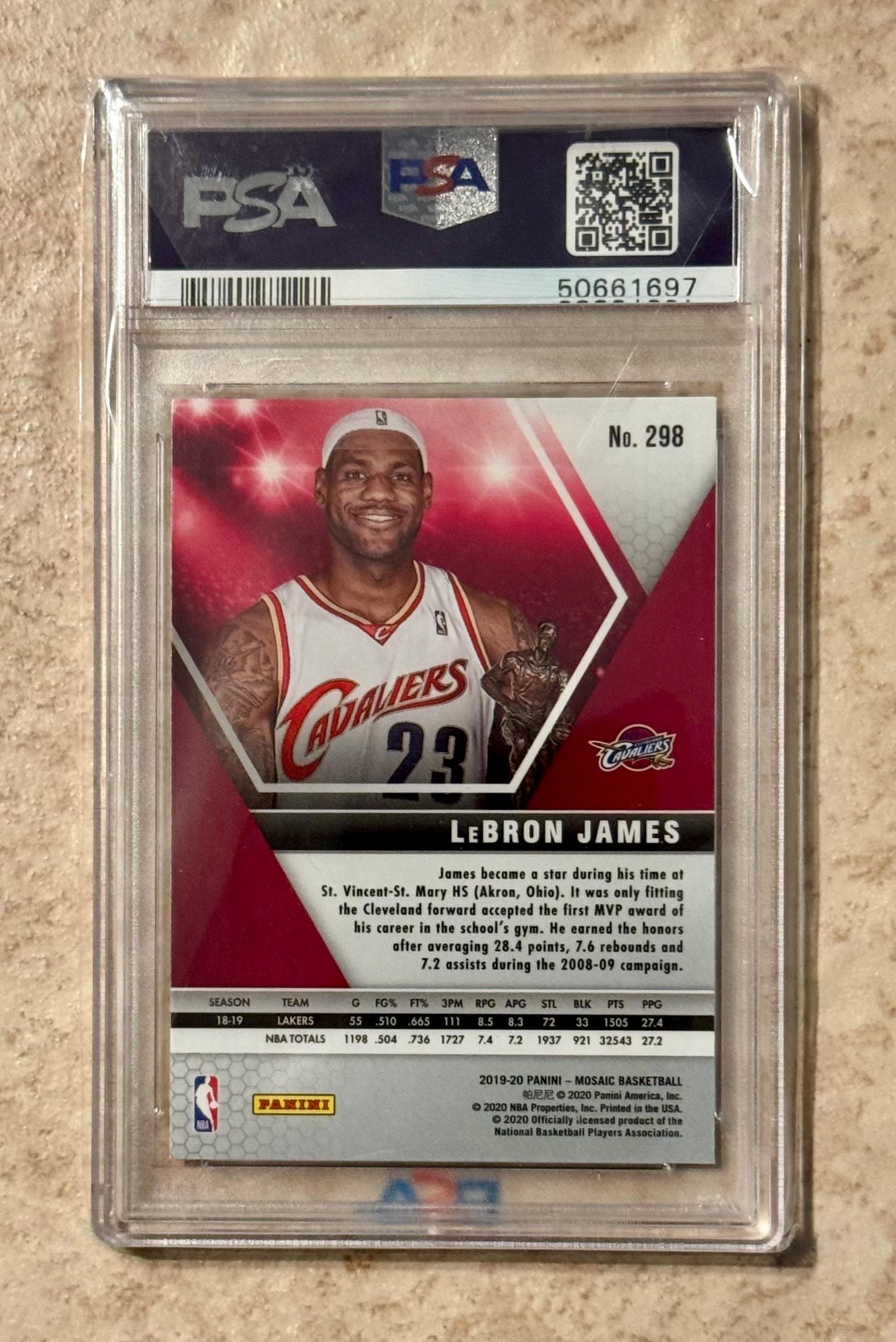 Lebron James 2019-20 Panini Mosaic #298 Mvps PSA 10 Gem Mint 