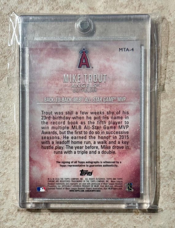 2016 Topps Factory Set Mike Trout Chrome Refractor MT4 Back to