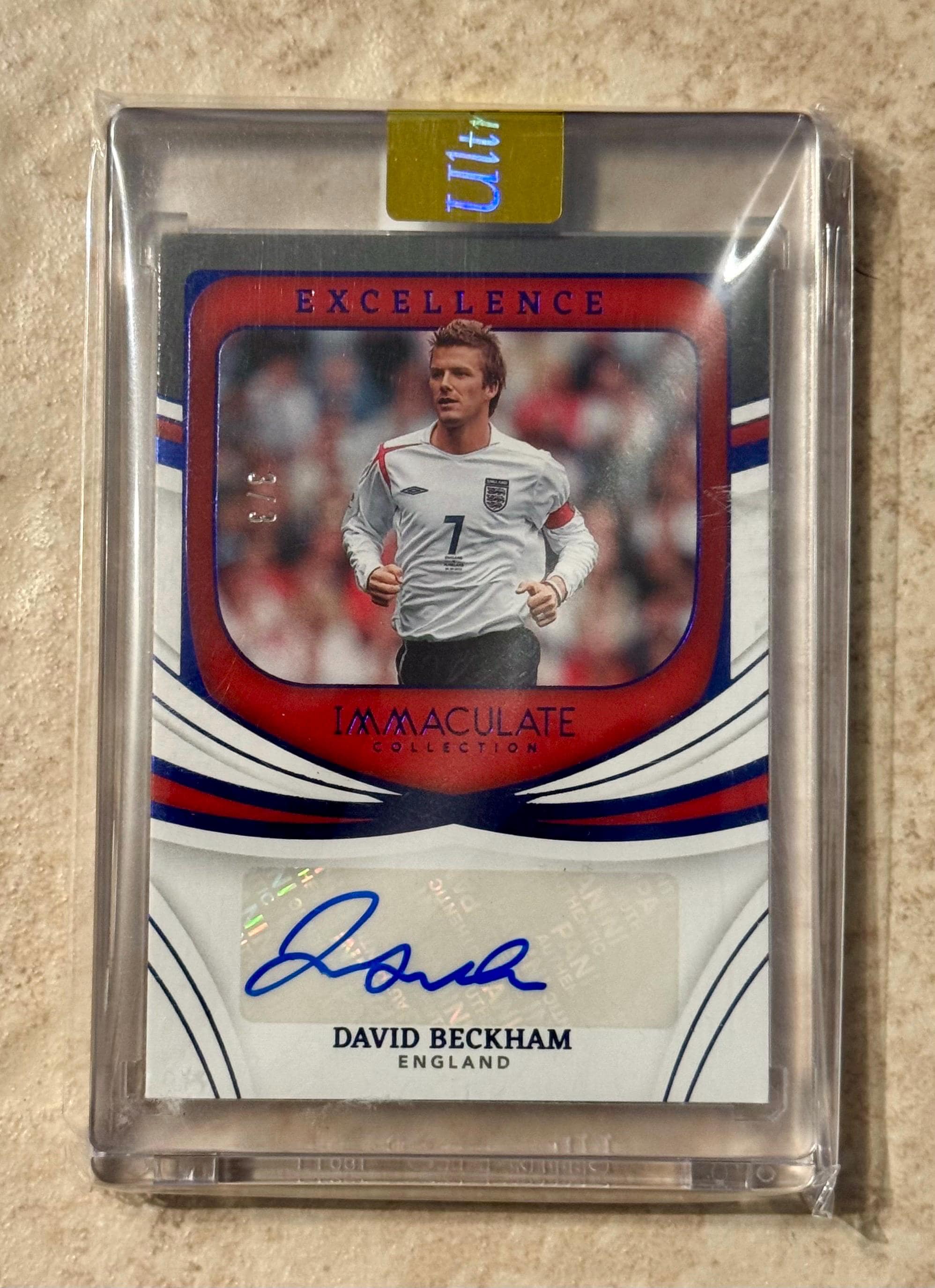 2022-23 Immaculate Blue Soccer Excellence David Beckham Signed
