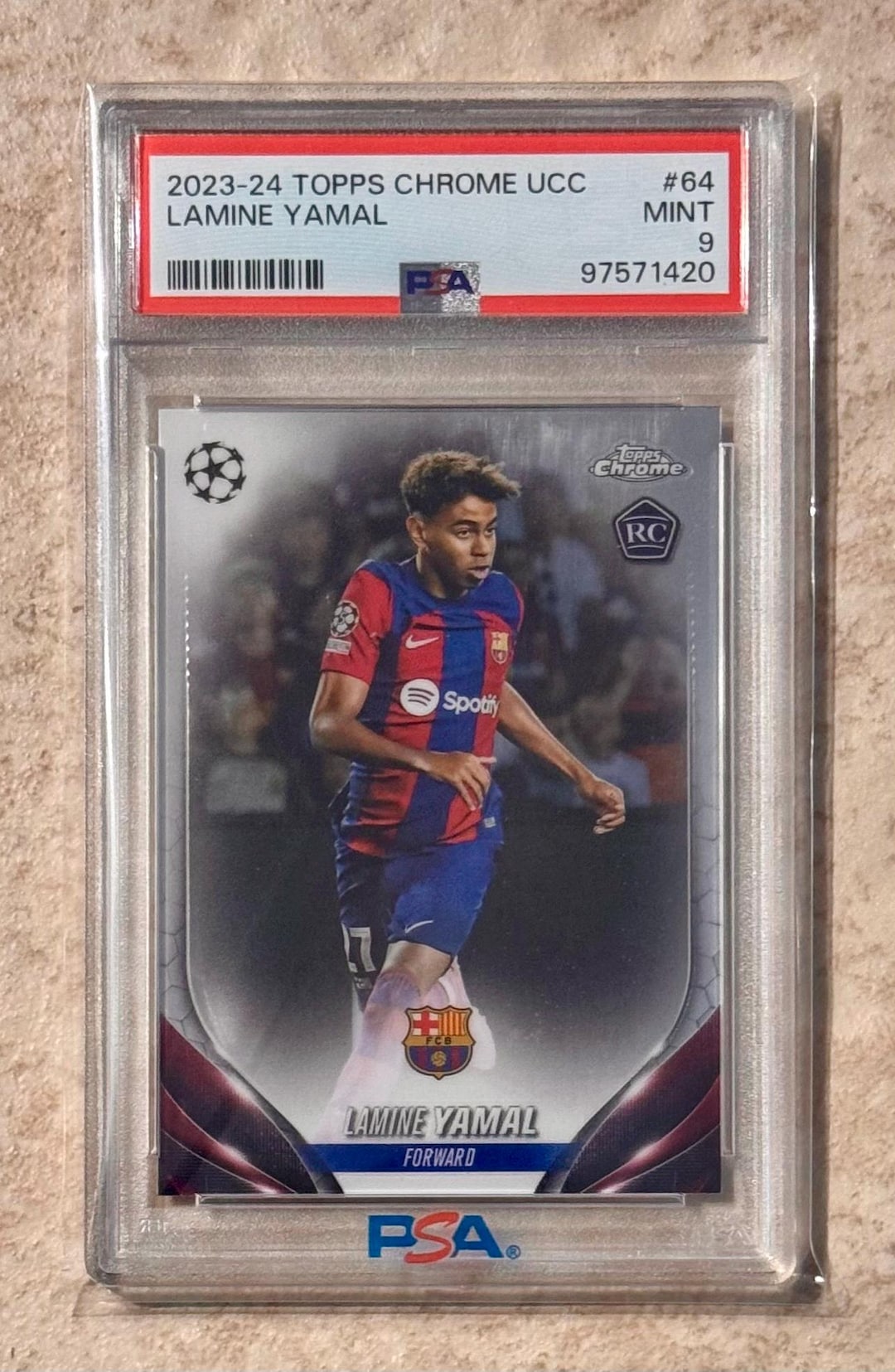 2023-24 Topps Chrome #64 UCC Barcelona Lamine Yamal PSA 9 Mint