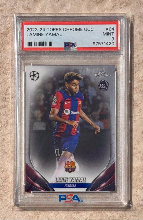 2023-24 Topps Chrome #64 UCC Barcelona Lamine Yamal PSA 9 Mint