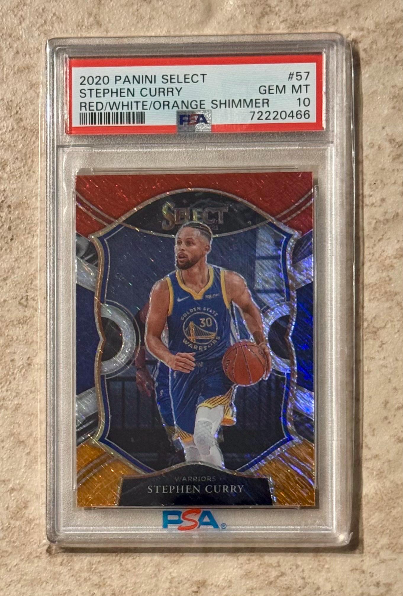 ★Stephen Curry select ジャージーナンバーカード　60枚限定 2020 Select Stephen Curry Red White Orange Shimmer Prizm #57 PSA