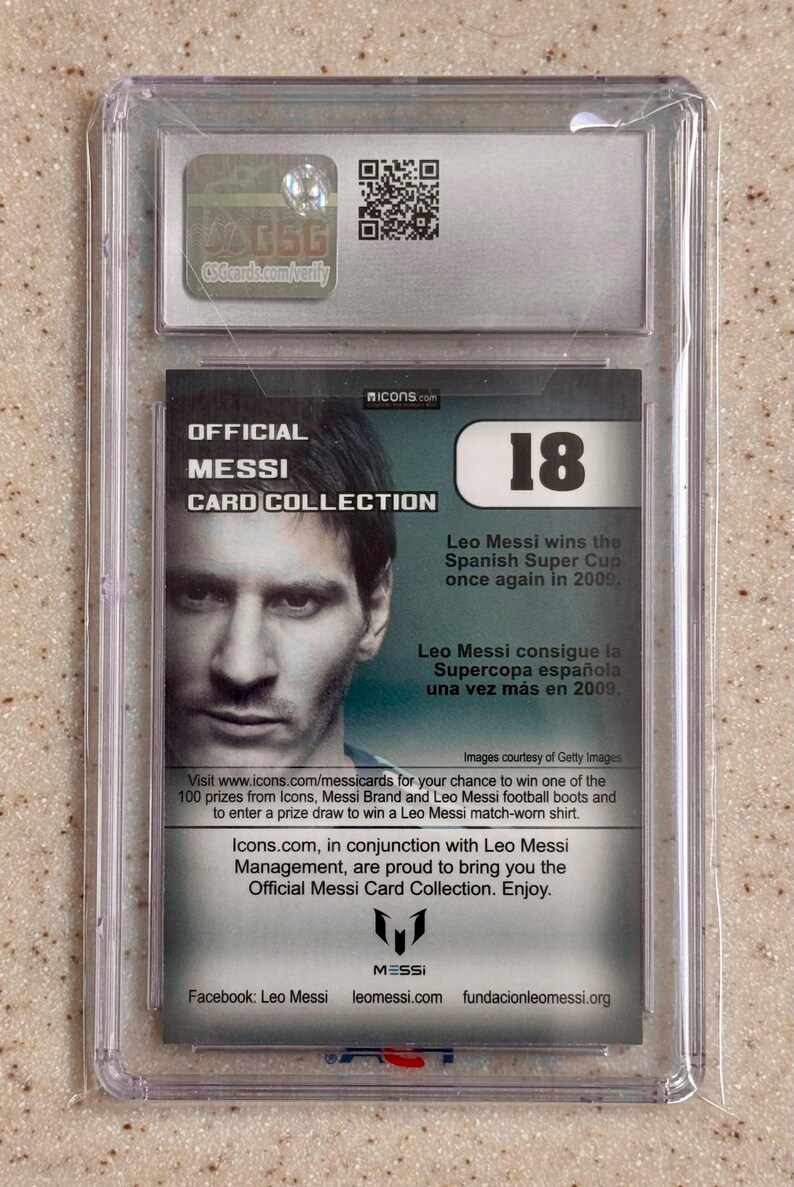 Cartão Lionel Messi Icons 2013 #18 Celebration CSG 10 Gem Mint Barcelona Argentina Legend imagem 2