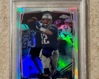 2014 Topps Chrome Refractor Tom Brady blauwe jersey #62 PSA 10 Gem Mint Patriots