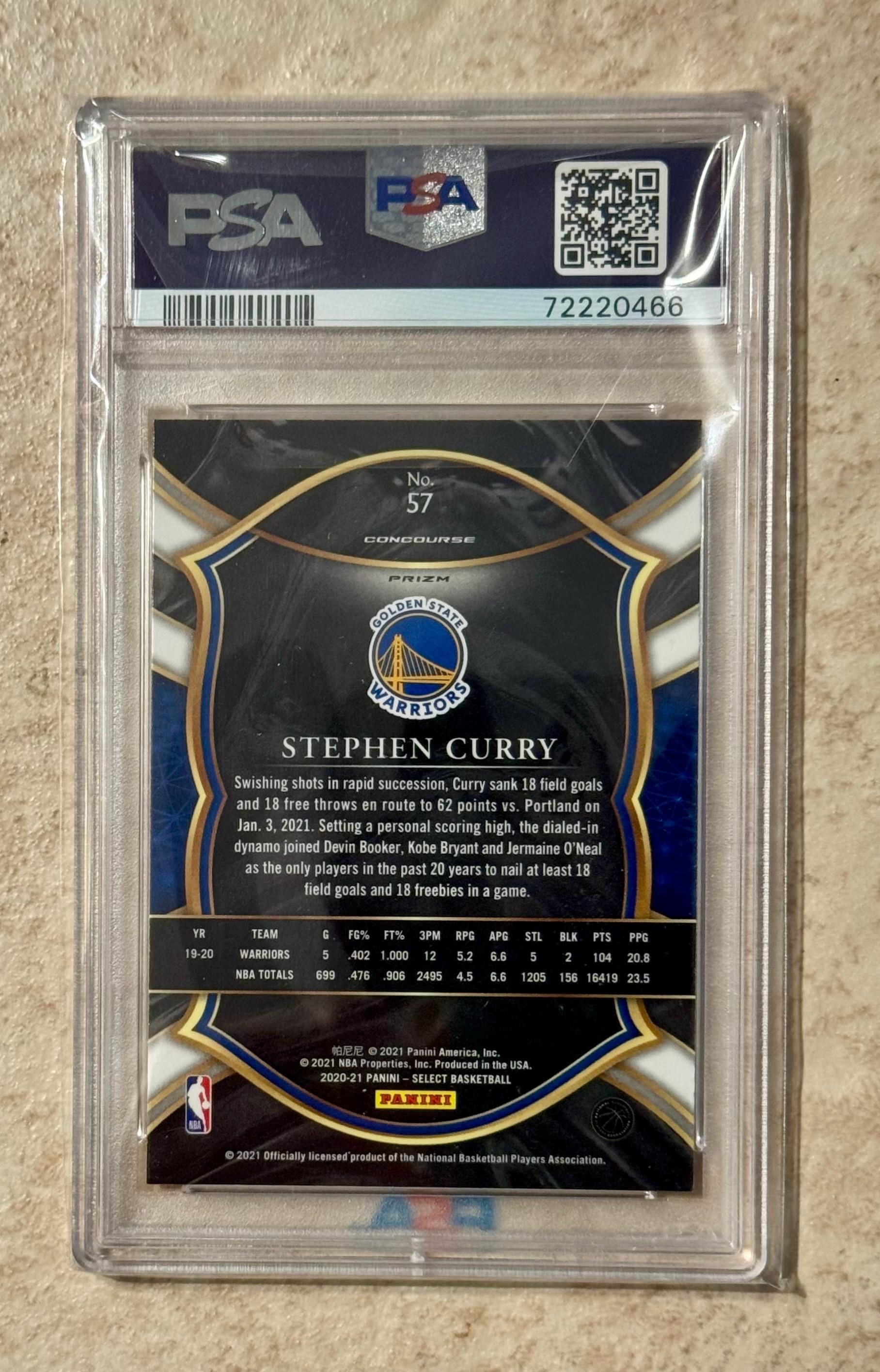 2020 Select Stephen Curry Red White Orange Shimmer Prizm #57 PSA 