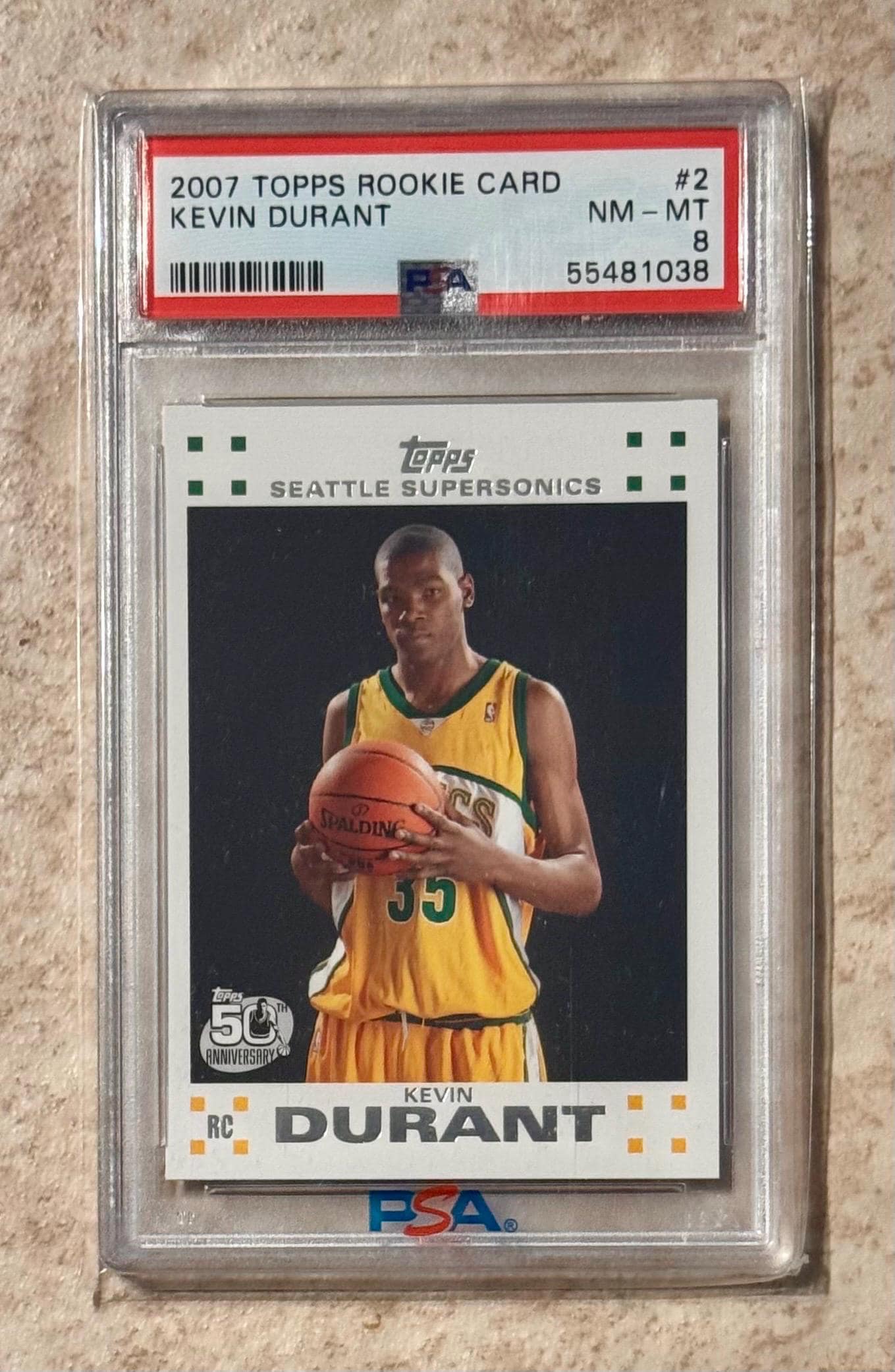 2007-08 Topps Kevin Durant RC #2 Seattle Suoer Sonics PSA 8 Rookie