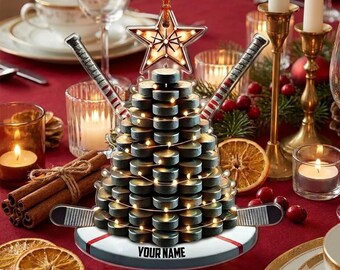 Personalized Hockey Ornament Custom Name Ice Hockey Puck Tree Christmas Gift Player Coach Boy Sports Decor Xmas Keepsake