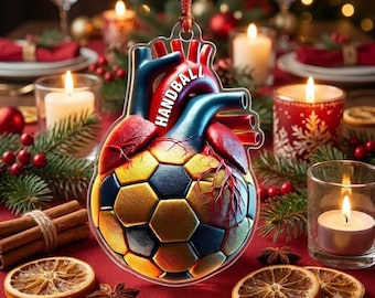 Personalized Handball Anatomical Heart Ornament Custom Name Handball Player Christmas Gift Coach Sports Tree Decor Keepsake