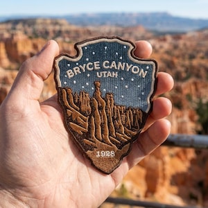 Bryce Canyon Utah Embroidered Patch, Vintage Arrowhead Biker Style, 1928 National Park Souvenir