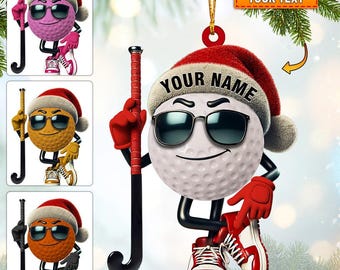Personalized Field Hockey Ornament Custom Name Cool Hockey Ball Christmas Gift Player Coach Girl Sports Tree Decor Keepsake