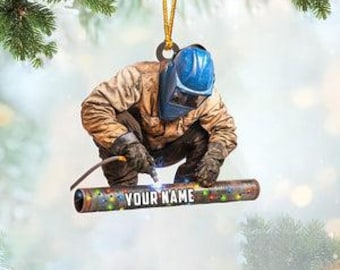 Personalized Welder Ornament, Custom Welder Ornaments Welding Ornaments Flat Two Sided Hanging